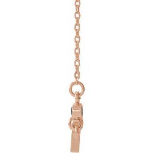 14K Rose Gold Natural Aquamarine Sideways Cross 16-18" Necklace