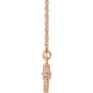 14K Rose Gold Natural Amethyst Sideways Cross 16-18" Necklace