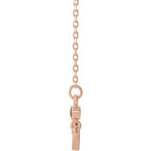 14K Rose Gold Natural Mozambique Garnet Sideways Cross 16-18" Necklace
