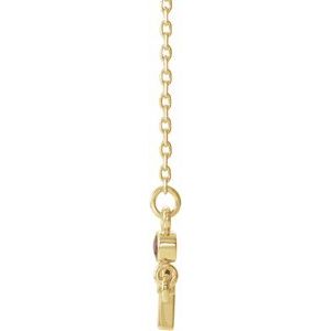 14K Yellow Gold Natural Mozambique Garnet Sideways Cross 16-18" Necklace