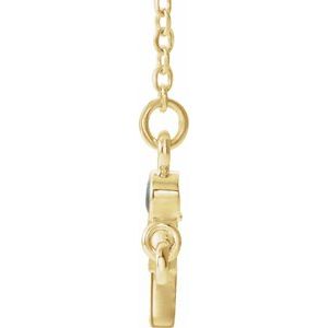 14K Yellow Gold Natural Alexandrite Sideways Cross 16-18" Necklace