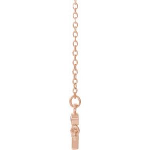 14K Rose Gold Lab-Grown Ruby Sideways Cross 16-18" Necklace