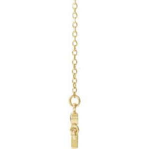 14K Yellow Gold Natural Ruby Sideways Cross 16-18" Necklace