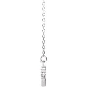 14K White Gold Lab-Grown Ruby Sideways Cross 16-18" Necklace