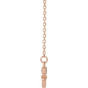 14K Rose Gold Natural Blue Zircon Sideways Cross 16-18" Necklace