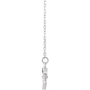 14K White Gold Natural Blue Sapphire Sideways Cross 16-18" Necklace