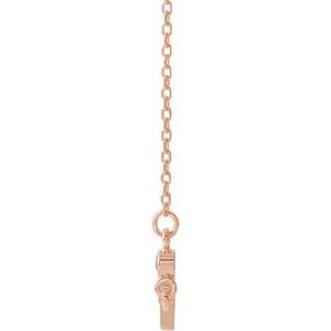 14K Rose Gold Natural Peridot Sideways Cross 16-18" Necklace