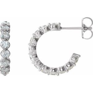 Sterling Silver 7/8 CTW Natural Diamond 14.5 mm Hoop Earrings
