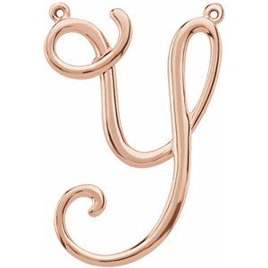 10K Rose Gold Script Initial Y Necklace Center