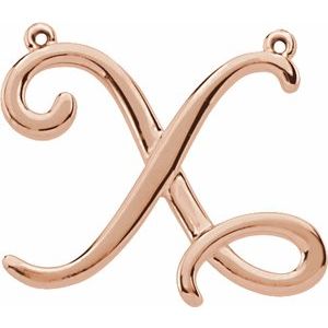 10K Rose Gold Script Initial X Necklace Center