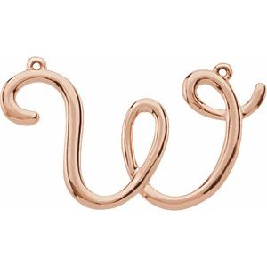18K Rose Gold Script Initial W Necklace Center