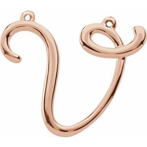 10K Rose Gold Script Initial V Necklace Center