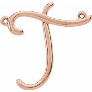 18K Rose Gold Script Initial T Necklace Center