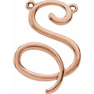18K Rose Gold Script Initial S Necklace Center