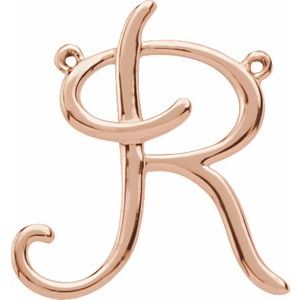 18K Rose Gold Script Initial R Necklace Center
