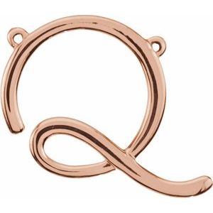 18K Rose Gold Script Initial Q Necklace Center