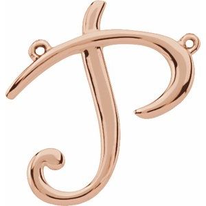 10K Rose Gold Script Initial P Necklace Center