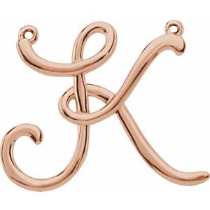 18K Rose Gold Script Initial K Necklace Center