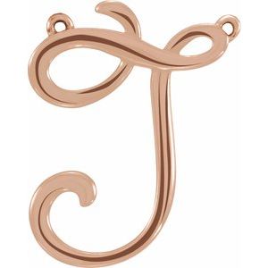 18K Rose Gold Script Initial J Necklace Center