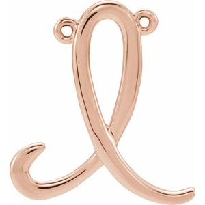 18K Rose Gold Script Initial I Necklace Center