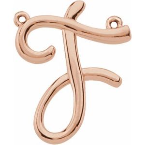 10K Rose Gold Script Initial F Necklace Center