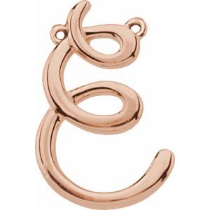 18K Rose Gold Script Initial E Necklace Center