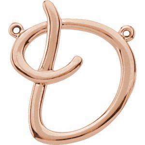 18K Rose Gold Script Initial D Necklace Center