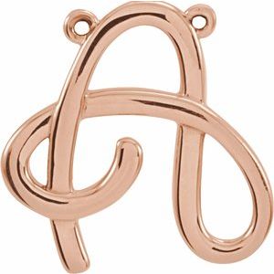14K Rose Gold Script Initial A Necklace Center