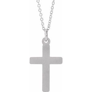 14K White Gold Cross 18" Necklace