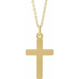 14K Yellow Gold Cross 18" Necklace
