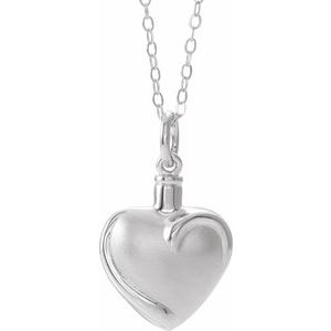 10K White Gold Heart Ash Holder 18" Necklace