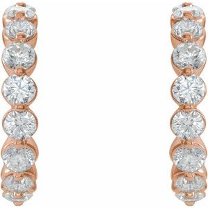 14K Rose Gold 7/8 CTW Lab Grown Diamond 14.5 mm Huggie Earrings