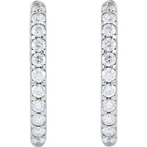 14K White Gold 3 CTW Natural Diamond Inside-Outside Hinged 28.3 mm Hoop Earrings