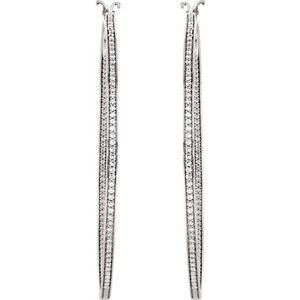 Sterling Silver Imitation White Cubic Zirconia Inside-Outside 74.4 mm Hoop Earrings