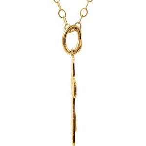 14K Yellow Gold Pierced Heart Cross 15" Necklace
