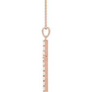 14K Rose Gold 1/10 CTW Lab-Grown Diamond Cross 18" Necklace