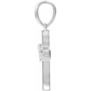 Platinum .06 CTW Natural Diamond Cluster Cross Pendant