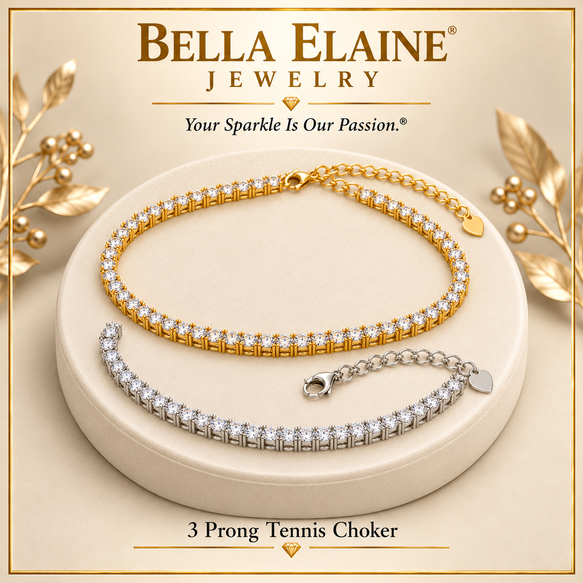 3 Prong Tennis Necklace