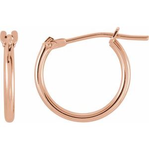 14K Rose Gold 12.5 mm Hinged Hoop Earrings
