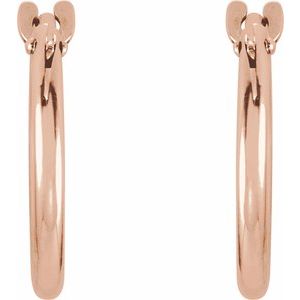 14K Rose Gold 12.5 mm Hinged Hoop Earrings