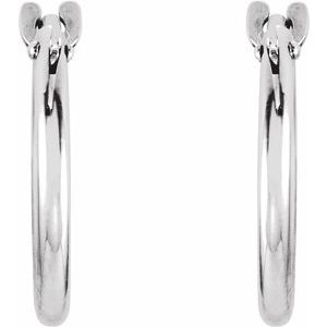 14K White Gold 12.5 mm Hinged Hoop Earrings