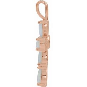 14K Rose Gold Natural White Opal Cabochon Cross Pendant