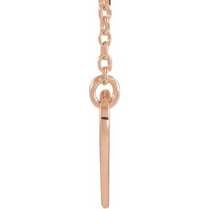 14K Rose Gold Pierced Cross Heart 16-18" Necklace