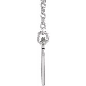 14K White Gold Pierced Cross Heart 16-18" Necklace