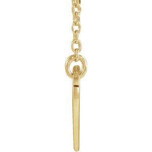 14K Yellow Gold Pierced Cross Heart 16-18" Necklace
