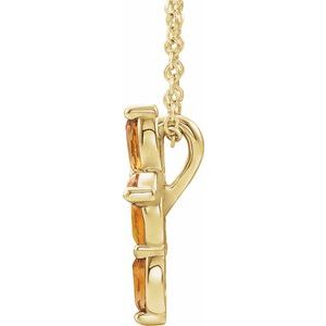 14K Yellow Gold Natural Citrine Cross 16-18" Necklace