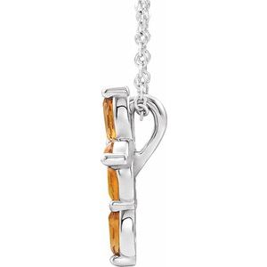 Platinum Natural Citrine Cross 16-18" Necklace