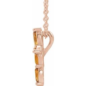 14K Rose Gold Natural Citrine Cross 16-18" Necklace