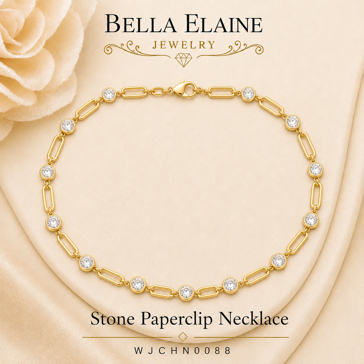 Stone Paperclip Necklace