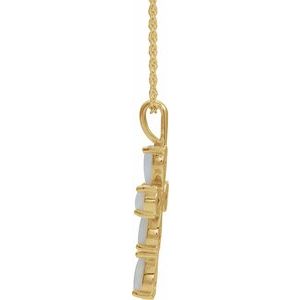 14K Yellow Gold Natural White Opal Cabochon Cross 16-18" Necklace